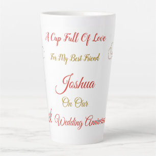 Gepersonaliseerd 1e Jubileum ontwerp Latte Mok