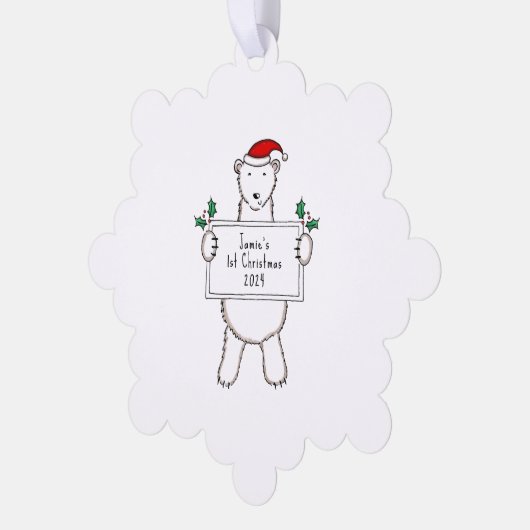 Gepersonaliseerd 1e kerst Polar Beer Ornament Kaart (Links)