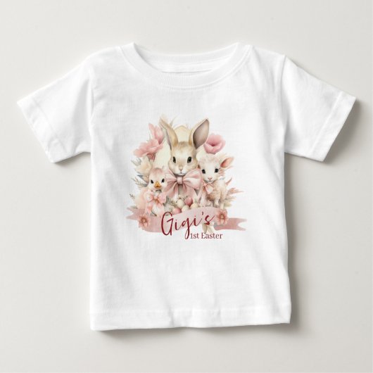 Gepersonaliseerd 1e Pasen Baby T-shirt (Voorkant)