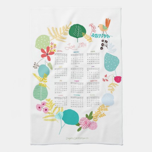 Gepersonaliseerd 2014 Kalender Keuken Towe Theedoek (Verticaal)