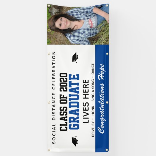 Gepersonaliseerd 2021 blauw Afstuderen banner (Verticaal)
