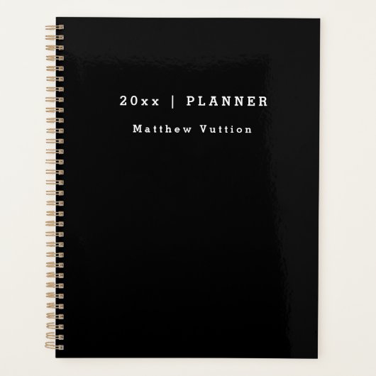 Gepersonaliseerd 2024 Black Weekly Maandelijks Planner (Voorkant)