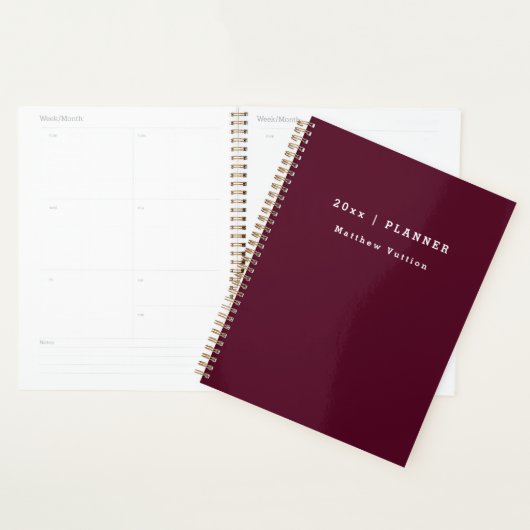 Gepersonaliseerd 2024 Bourgogne Weekly Maandelijks Planner (Display)