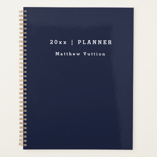 Gepersonaliseerd 2024 Navy Blue Weekly Maandelijks Planner (Voorkant)