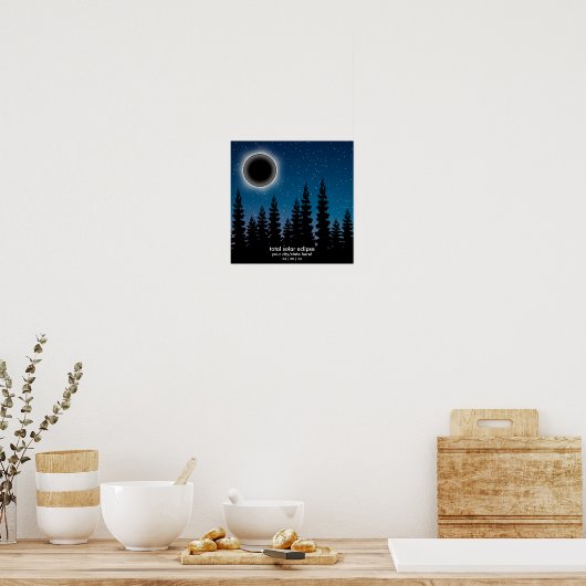 Gepersonaliseerd 2024 Solar Eclipse Souvenir Memen Poster (Keuken)