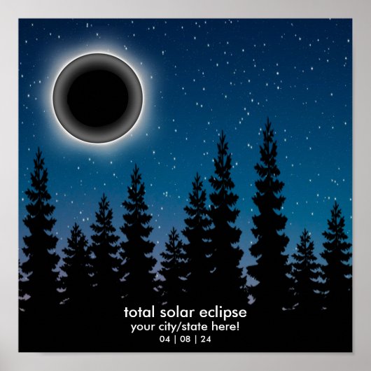 Gepersonaliseerd 2024 Solar Eclipse Souvenir Memen Poster (Voorkant)