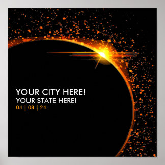 Gepersonaliseerd 2024 Solar Eclipse Souvenir Memen Poster