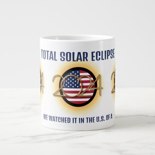 Gepersonaliseerd 2024 TOTAAL ZONSVERDUISTERING USA Grote Koffiekop (Voorkant)