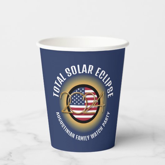 Gepersonaliseerd 2024 TOTAAL ZONSVERDUISTERING USA Papieren Bekers (Achterkant)