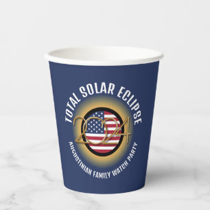 Gepersonaliseerd 2024 TOTAAL ZONSVERDUISTERING USA Papieren Bekers
