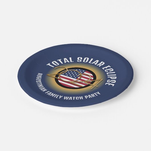 Gepersonaliseerd 2024 TOTAAL ZONSVERDUISTERING USA Papieren Bordje (Gekanteld)