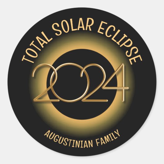 Gepersonaliseerd 2024 TOTALE ZONSVERDUISTERING Fam Ronde Sticker (Voorkant)