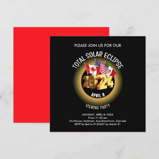 Gepersonaliseerd 2024 TOTALE ZONSVERDUISTERING Kaart (Voorkant / Achterkant)