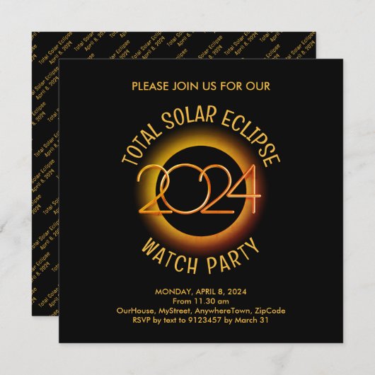 Gepersonaliseerd 2024 TOTALE ZONSVERDUISTERING Kaart (Voorkant / Achterkant)