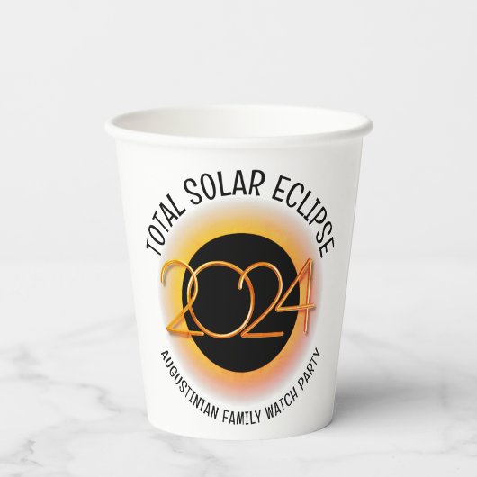 Gepersonaliseerd 2024 TOTALE ZONSVERDUISTERING Papieren Bekers (Achterkant)