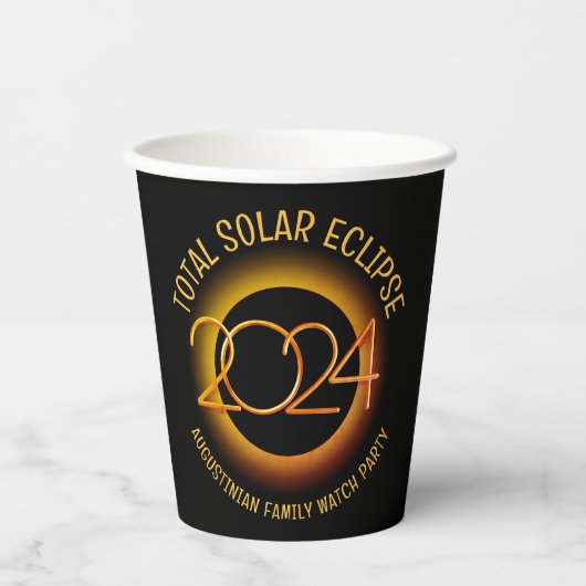 Gepersonaliseerd 2024 TOTALE ZONSVERDUISTERING Papieren Bekers (Voorkant)