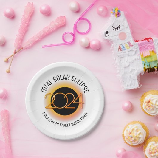Gepersonaliseerd 2024 TOTALE ZONSVERDUISTERING Papieren Bordje (Feest)