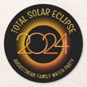 Gepersonaliseerd 2024 TOTALE ZONSVERDUISTERING Ronde Kartonnen Onderzetter (Voorkant)