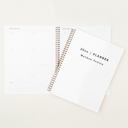 Gepersonaliseerd 2024 White Weekly Maandelijks Planner (Display)