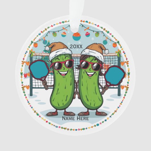Gepersonaliseerd 2025 Pickleball kerstornament Ornament (voorkant)