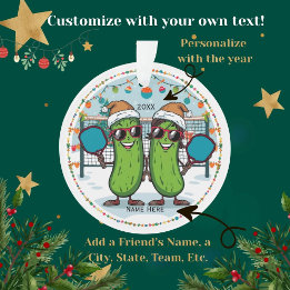 Gepersonaliseerd 2025 Pickleball kerstornament Ornament
