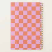 Gepersonaliseerd 2025 Retro Roze Sinaasappel Check Planner (Achterkant)