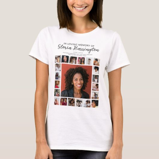 Gepersonaliseerd 21 Fotocollage Memorial T-shirt (Voorkant)