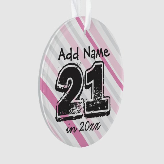 Gepersonaliseerd 21e Birthday roze Ornament (voorkant)