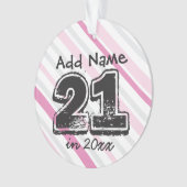 Gepersonaliseerd 21e Birthday roze Ornament (voorkant)