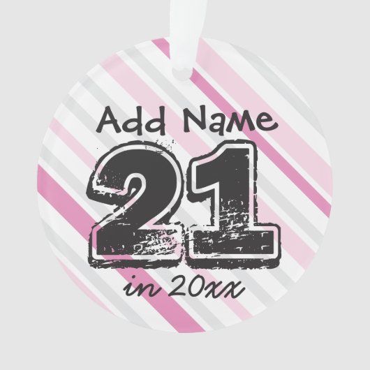 Gepersonaliseerd 21e Birthday roze Ornament (voorkant)