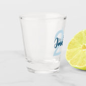 Gepersonaliseerd 21st verjaardag blauw script voor shot glas (Links)