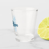 Gepersonaliseerd 21st verjaardag blauw script voor shot glas (Rechts)