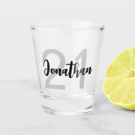 Gepersonaliseerd 21st verjaardag blauw script voor shot glas
