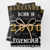 Gepersonaliseerd 21ste verjaardag 2000  zwart inpakpapier vel (In situ)