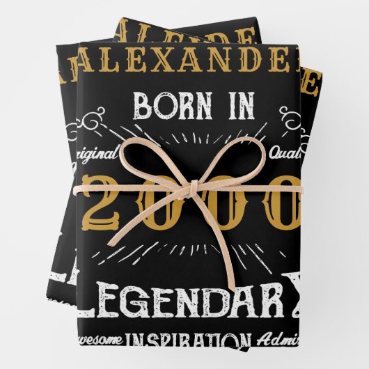 Gepersonaliseerd 21ste verjaardag 2000 zwart inpakpapier vel (In situ)