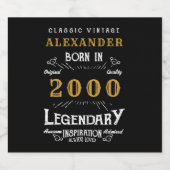 Gepersonaliseerd 21ste verjaardag 2000  zwart sparkling wijnetiket (Enkel label)