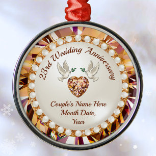 Gepersonaliseerd, 23 jaar Jubileum Cadeau Metalen Ornament