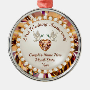 Gepersonaliseerd, 23 jaar Jubileum Cadeau Metalen Ornament