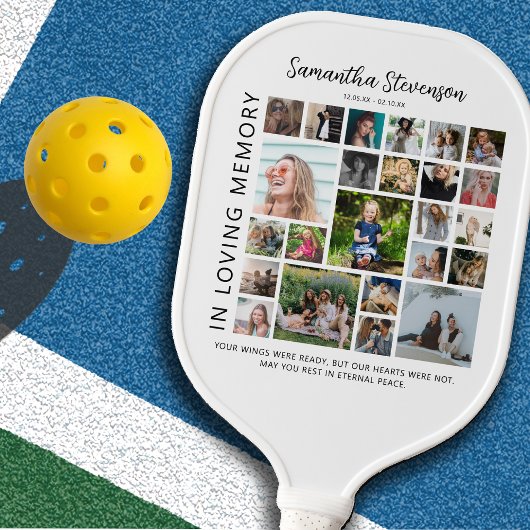 Gepersonaliseerd 24 Photo Collage Memorial Pickleball Paddle