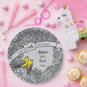 Gepersonaliseerd 25e Jubileum, zilveren bloemen Papieren Bordje (Feest)