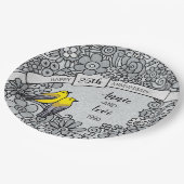 Gepersonaliseerd 25e Jubileum, zilveren bloemen Papieren Bordje (Gekanteld)