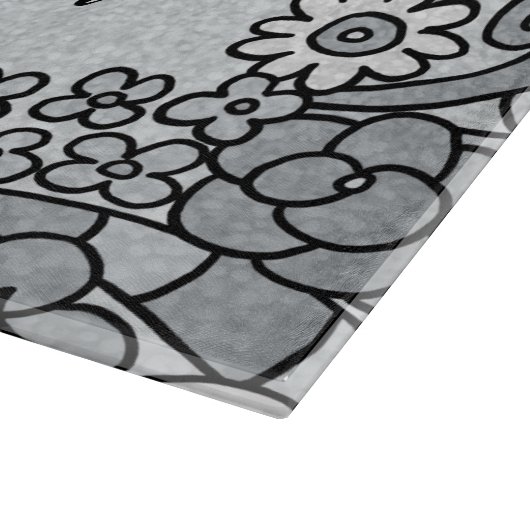 Gepersonaliseerd 25e Jubileum, zilveren bloemen Snijplank (Hoek)