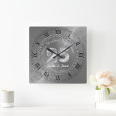 Gepersonaliseerd 25e Silver Jubileum Gift Idea Vierkante Klok (Huis)