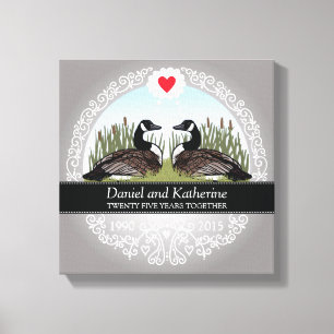 Gepersonaliseerd 25th Wedding Jubileum, ganzen Canvas Afdruk