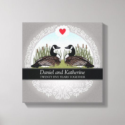 Gepersonaliseerd 25th Wedding Jubileum, ganzen Canvas Afdruk (Voorkant)