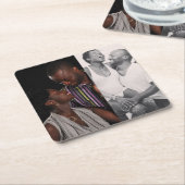 Gepersonaliseerd 2 foto dubbelzijdig kartonnen onderzetters (Schuin)
