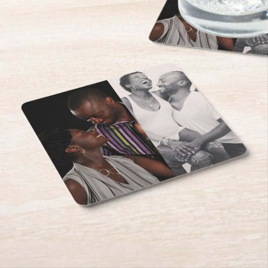 Gepersonaliseerd 2 foto dubbelzijdig kartonnen onderzetters (Schuin)