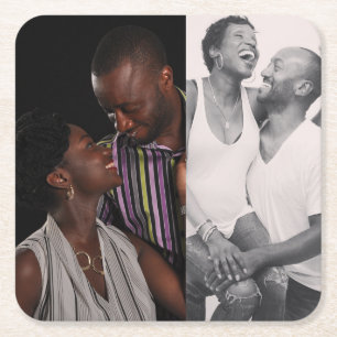 Gepersonaliseerd 2 foto dubbelzijdig kartonnen onderzetters