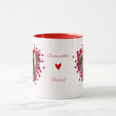 Gepersonaliseerd 2 Foto's Collage Mok Hart Roos Pe (Midden)