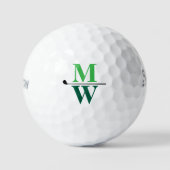 Gepersonaliseerd 2-Initialen groen monogram Golfballen (Voorkant)